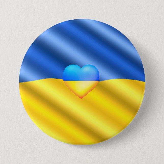 Badge Rond 7,6 Cm Soutenez Ukraine Freedom Peace Heart - Ukraine Fla (Devant)