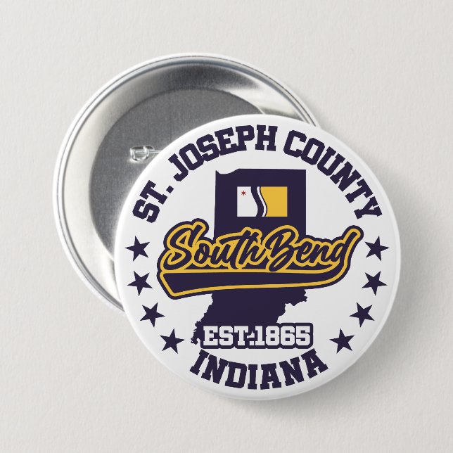 Badge Rond 7,6 Cm South Bend, Indiana (Devant & derrière)