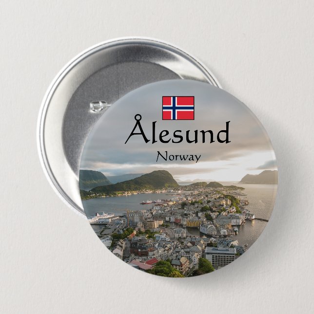 Badge Rond 7,6 Cm Souvenir d'Alesund (Devant & derrière)