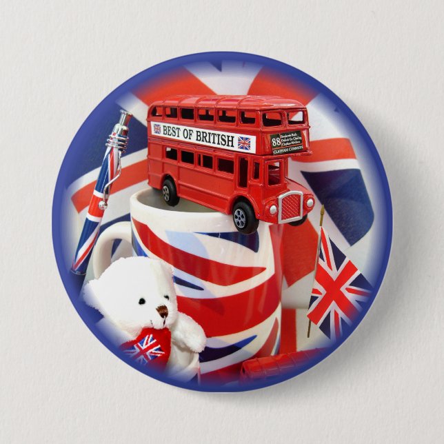 Badge Rond 7,6 Cm Souvenirs britanniques ~ Bouton (Devant)