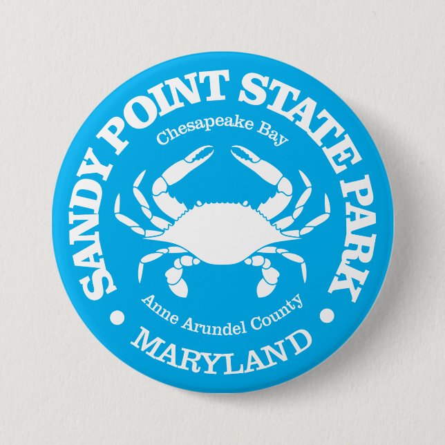 Badge Rond 7,6 Cm SP Sandy Point (crabe) (Devant)