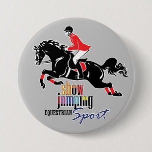 Badge Rond 7,6 Cm spectacle équestre saut