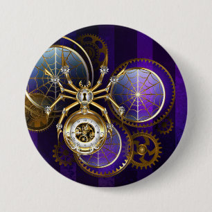 Badge Rond 7,6 Cm Spider Steampunk sur Arrière - plan pourpre