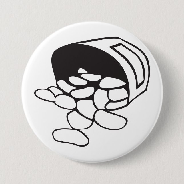 Badge Rond 7,6 Cm Spilled Beans Black and White Outline (Devant)