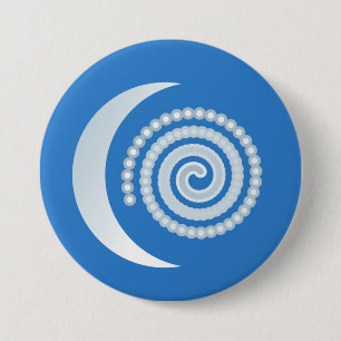 Badge Rond 7,6 Cm Spirale de la lune d'argent