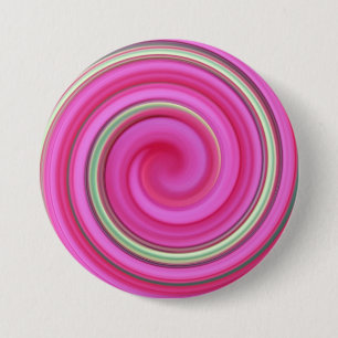 Badge Rond 7,6 Cm spirale rose et verte