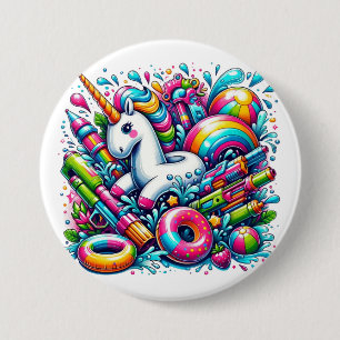 Badge Rond 7,6 Cm Splash magique : Unicorn Pool Party Summer Fun