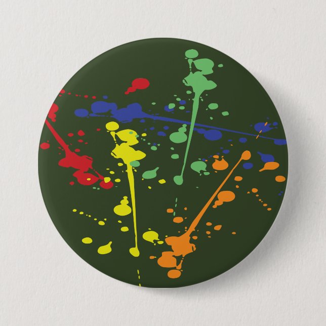 Badge Rond 7,6 Cm Splatz de la fête de Paintball Vert de l'Armée (Devant)