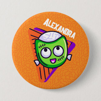 Badge Rond 7,6 Cm Spooktacular Personalized Zombie Button - orange