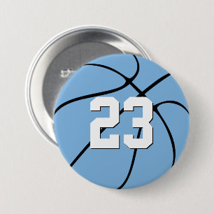 Badge Rond 7,6 Cm Sport bleu léger de nombre de joueur de basket de