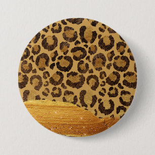 Badge Rond 7,6 Cm Spots d'or sur la peau de Cheetah de Glamor Métal