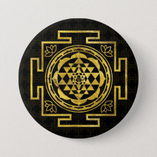 Badge Rond 7,6 Cm Sri d'or Yantra/Sri Chakra