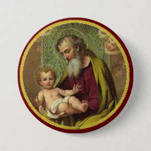Badge Rond 7,6 Cm St Joseph et enfant Jésus