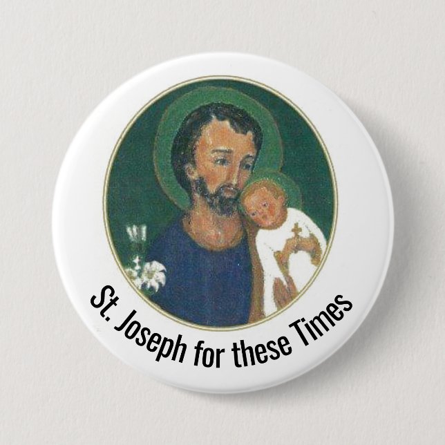 Badge Rond 7,6 Cm St. Joseph pour ces temps (Devant)