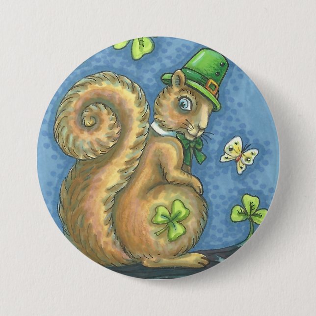 Badge Rond 7,6 Cm ST. PATRICK'S DAY IRISH SQUIRREL BUTTON Round (Devant)