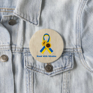 Badge Rond 7,6 Cm Stand With Ukraine Support Ribbon