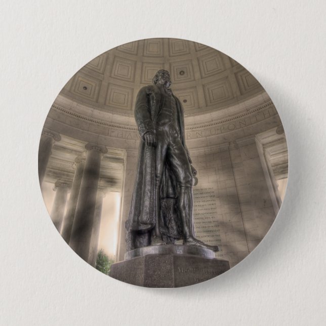 Badge Rond 7,6 Cm Statue en bronze du mémorial Thomas Jefferson (Devant)
