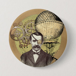 Badge Rond 7,6 Cm Steampunk Gentleman Collage