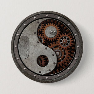 Badge Rond 7,6 Cm Steampunk Yin Yang
