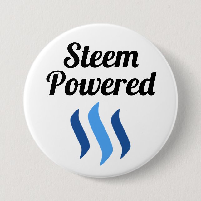 Badge Rond 7,6 Cm Steem a actionné le bouton (Devant)