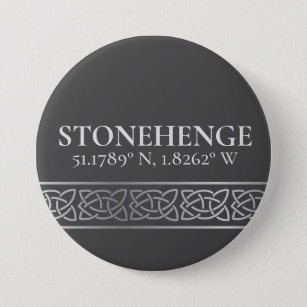 Badge Rond 7,6 Cm Stonehenge Latitude Longitude foncé