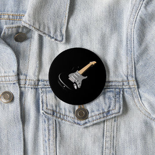 Badge Rond 7,6 Cm Striking Black Electric Guitare instrument de musi