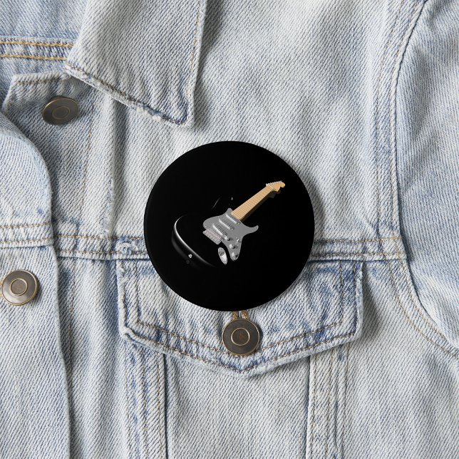 Badge Rond 7,6 Cm Striking Black Electric Guitare instrument de musi (Créateur téléchargé)