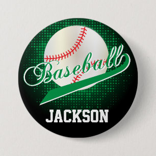 Badge Rond 7,6 Cm Style Baseball Retro Vert