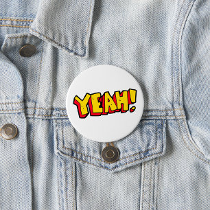 Badge Rond 7,6 Cm Style comique Ouais Texte Graphique en gras Jaune