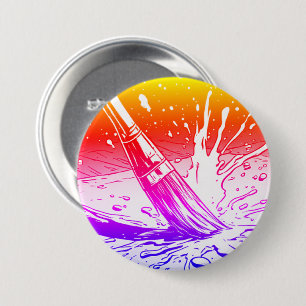 Badge Rond 7,6 Cm Style de pinceau graphique coloré tache de peintur