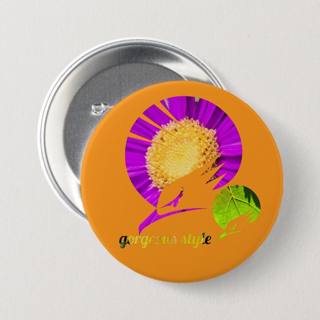 Badge Rond 7,6 Cm Style orange magnifique (Devant & derrière)