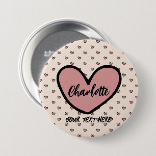 Badge Rond 7,6 Cm Styliste Joli coeur rouge Motif Monogramme cadeau