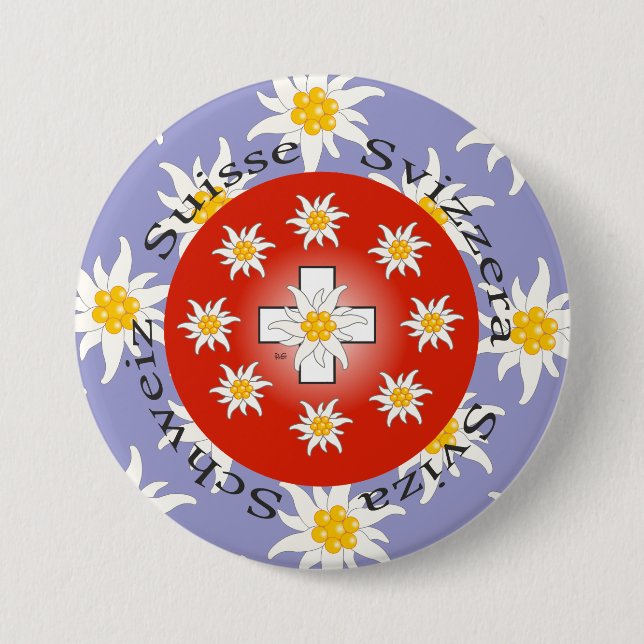 Badge Rond 7,6 Cm Suisse Svizzera (Devant)
