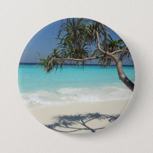 Badge Rond 7,6 Cm Sunny Tropical Beach Ocean Paradise