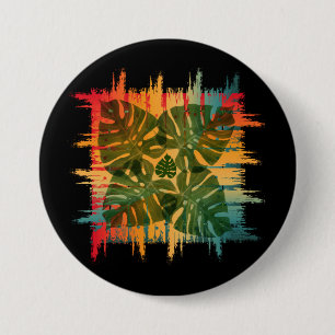 BADGE ROND 7,6 CM SUNSET LEAFY TROPICAL