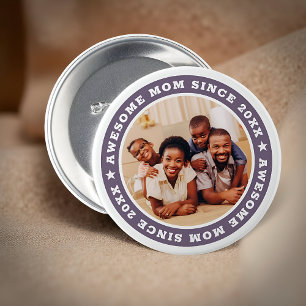 Badge Rond 7,6 Cm Super Maman Depuis 20XX Modern Photo Simple