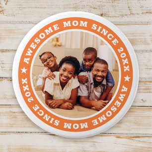 Badge Rond 7,6 Cm Super Maman Depuis 20XX Modern Photo Simple