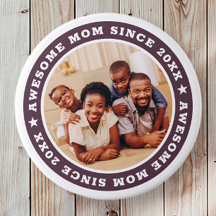 Badge Rond 7,6 Cm Super Maman Depuis 20XX Modern Photo Simple