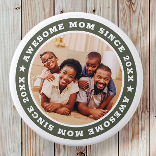 Badge Rond 7,6 Cm Super Maman Depuis 20XX Modern Photo Simple