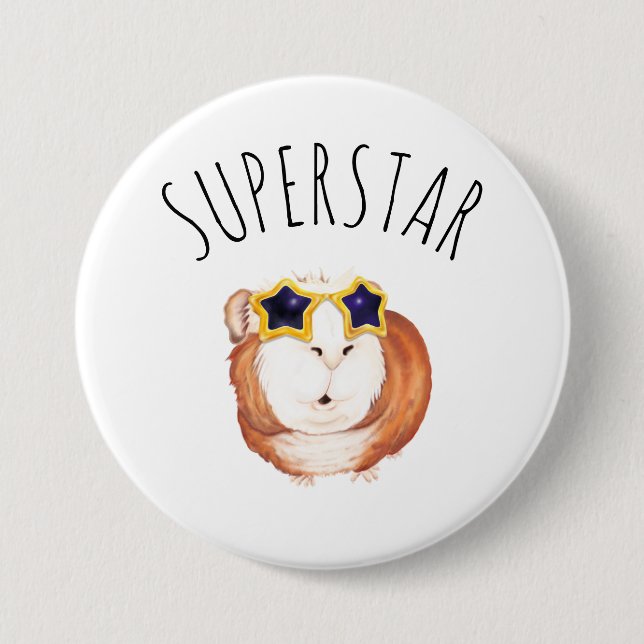 Badge Rond 7,6 Cm SUPERSTAR Happy Guinea Pig (Devant)