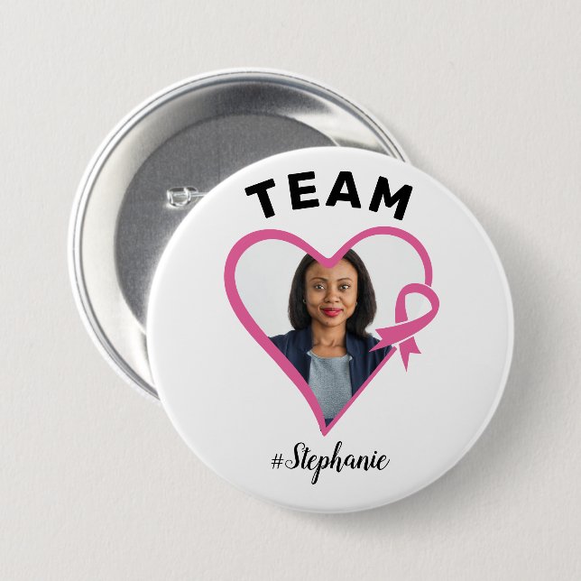 Badge Rond 7,6 Cm Support d'équipe personnalisé Pink Ribbon Heart Ph (Devant & derrière)