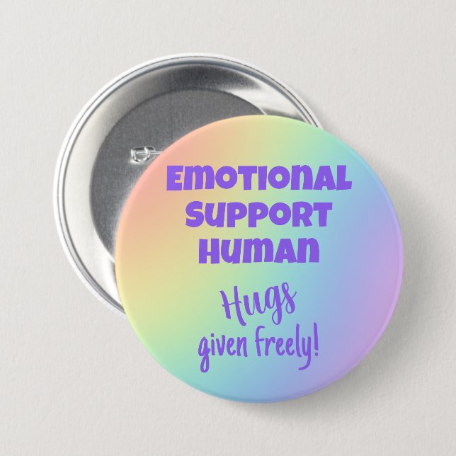 Badge Rond 7,6 Cm Support émotionnel Hugs humains Rainbow Button Arc (Devant & derrière)