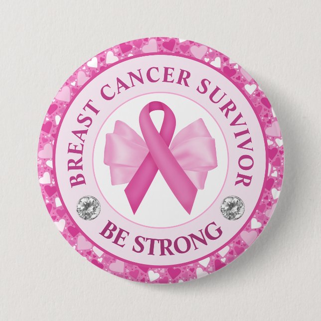 Badge Rond 7,6 Cm Survivant du Ruban de sensibilisation au cancer du (Devant)