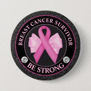 Badge Rond 7,6 Cm Survivant du Ruban de sensibilisation au cancer du
