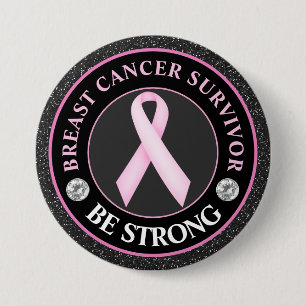 Badge Rond 7,6 Cm Survivant du Ruban de sensibilisation au cancer du