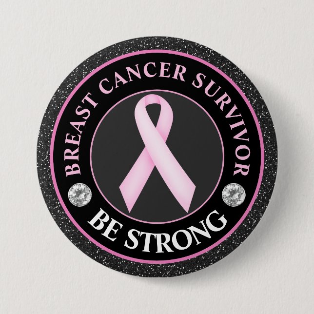 Badge Rond 7,6 Cm Survivant du Ruban de sensibilisation au cancer du (Devant)