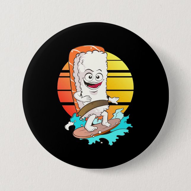 Badge Rond 7,6 Cm Sushi surf (Devant)