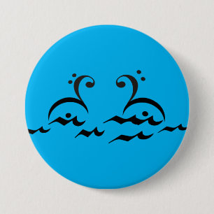 Badge Rond 7,6 Cm Swans, symboles de musique, clef de basse, fermata