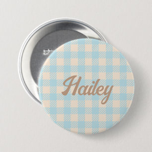 Badge Rond 7,6 Cm Sweet bébé bleu en vichy preppy plaid coché