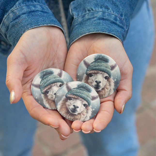 Badge Rond 7,6 Cm Sweet Winter Alpaca, coutume (Créateur téléchargé)